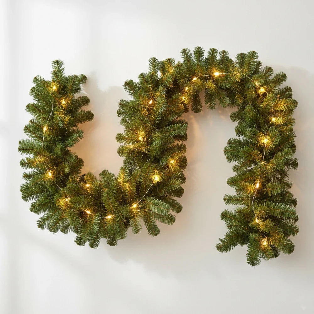 2.7M Christmas Garland – Artificial Pine Rattan Wreath for Tree, Home, Wall, Door & Fireplace Decor
