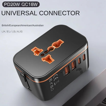GaN Fast Charger Adapter — Multi-Port Global Travel Converter for Worldwide Use