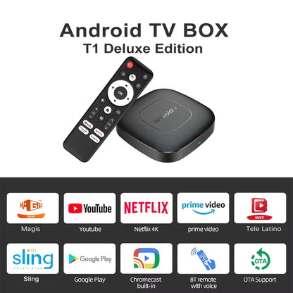 Android 13 Smart Home Theater TV Box – Allwinner H313, Google Assistant, Netflix Streaming, Bluetooth Media Player, 2GB/16GB, 2.4G/5G Wifi, T1