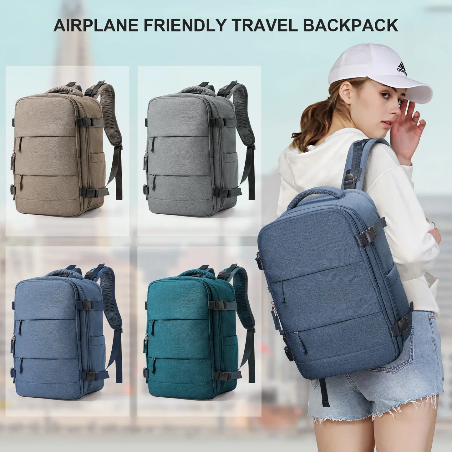 Travel Backpack 40x20x25cm – Cabin Bag for Ryanair, Airplane Carry-On, School, Laptop & Leisure, Women & Men
