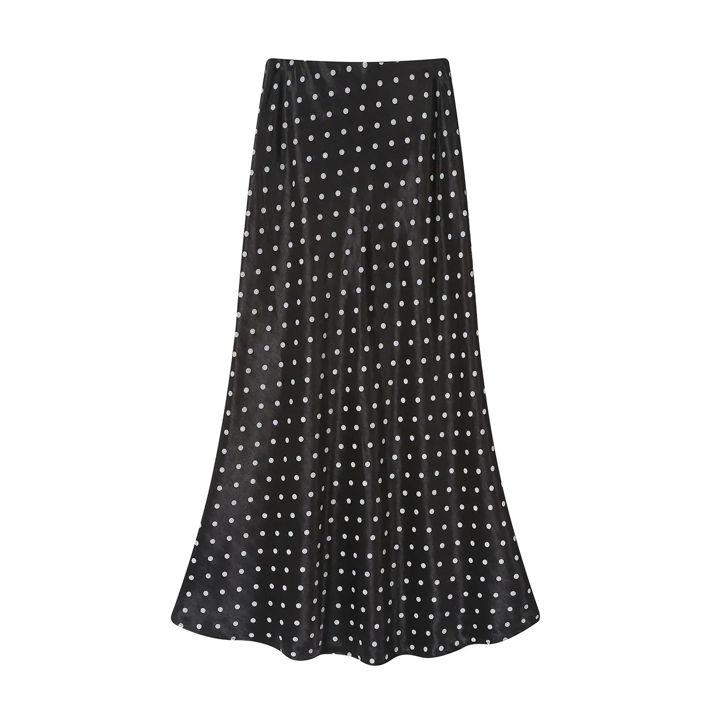 Seoulish Women’s Vintage Polka Dot Satin Mermaid Skirt – High Waist Midi Length Casual Spring Summer Fashion Skirt 2026