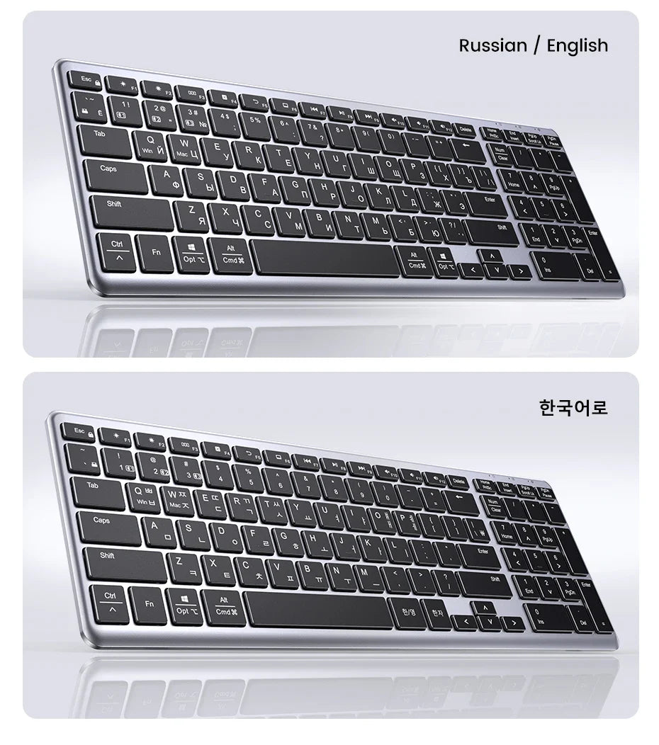 UGREEN Wireless Bluetooth 5.0 & 2.4G Keyboard – 99 Keycaps Russian/Korean/English, USB-C Rechargeable for MacBook, iPad, PC & Tablet