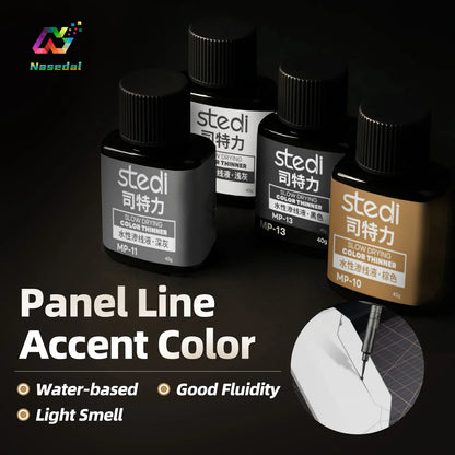 Stedi MP-07~MP-18 Weathering Acrylic Paint – 40g for Gundam & Military Models, Panel Lining DIY Craft Supplies