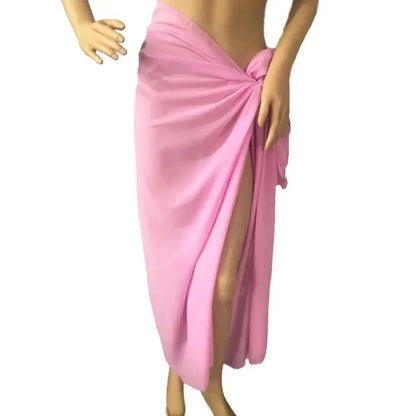 Women's Summer Sheer Sarong Cover-Up - Solid Chiffon Bikini Wrap Beach Skirt