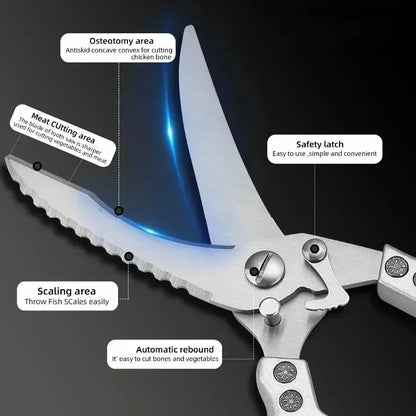 Laser Damascus Kitchen Knife Set – Cleaver, Meat, Fruit, Bread, Boning Knife and Chicken Scissors for Barbecue and Home Cooking