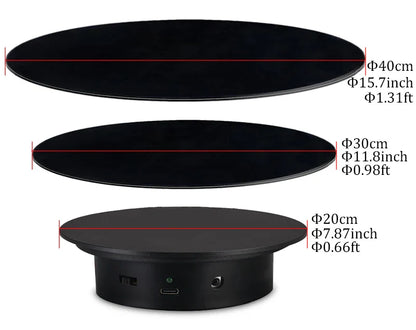 BFOLLOW 20/30/40cm Remote Control Electric Turntable – 360° Rotating Rechargeable Mirror Display Stand for Photography & Video