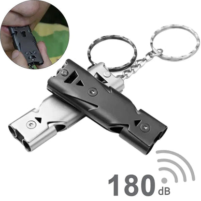 High Decibel Double Pipe Whistle Pendant Keychain - Portable Outdoor Survival Tool - Multifunction Whistle (1PC)