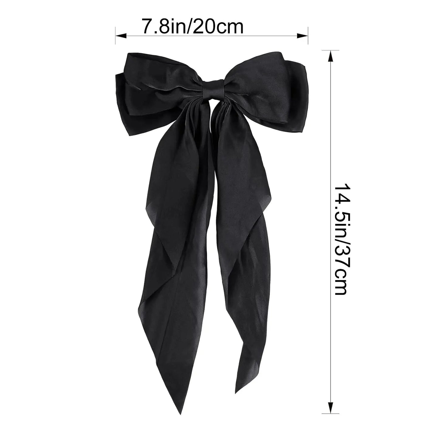 2PCS Elegant Bow Ribbon Hair Clips – Simple Solid Satin Spring Clip Hair Pins, Headband with Clips – Girls Hair Accessories