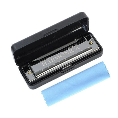 10 Hole Diatonic C Key Harmonica - Blues Harp Mouth Organ Musical Instrument with Storage Case for Beginners & Adults