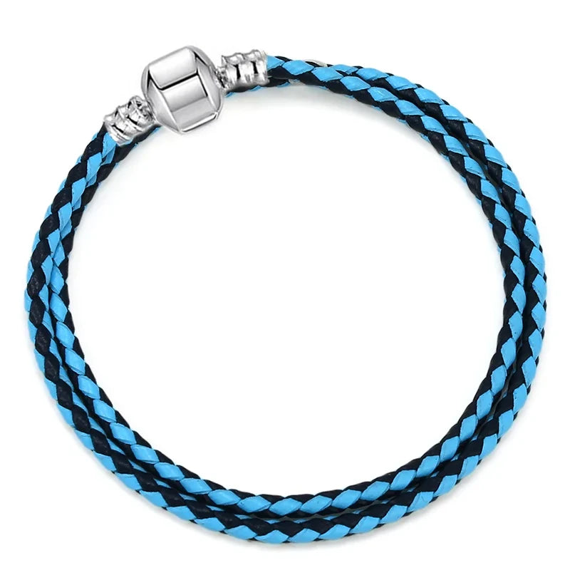 BAOPON 9-Color Leather Charm Bracelet - DIY Chain Jewelry Gift for Women & Girls