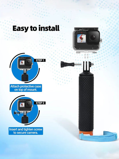 GoPro Floating Hand Grip Waterproof Handle & Selfie Stick - For GoPro Hero 13/12/11/10/9/8/7/6/5, Insta360 X4/X3, DJI Action 4/3