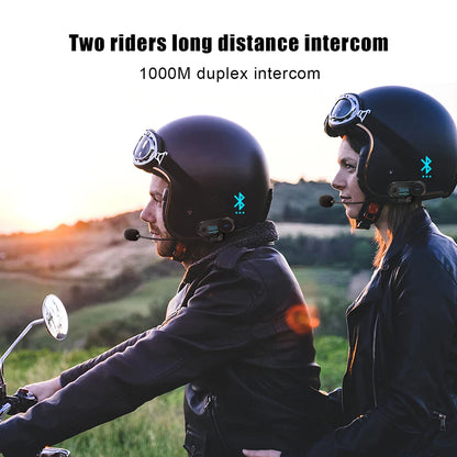 FreedConn Bluetooth Motorcycle Intercom Helmet Headset - Wireless Motorbike Interphone with LCD Screen & FM Earphone