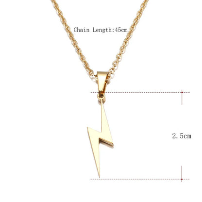Stainless Steel Lightning Pendant Necklace – Unisex Fashion Jewelry for Hip Hop and Motorcycle Enthusiasts