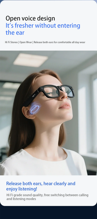 Blackview BV100 AI Smart Shooting Glasses – 2K HD 800W Camera with Bluetooth & Voice Assistant