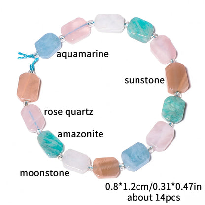 Natural Gemstone Rectangle Beads - 8x12mm Amethyst Citrine Lapis Lazuli Spacer Beads for DIY Jewelry Making & Bracelets