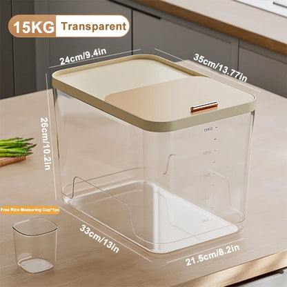 10KG Rice Storage Container & Pet Food Box - Sealed Cereal Dispenser with Buckle, Insect-Proof Grain Organizer for Kitchen