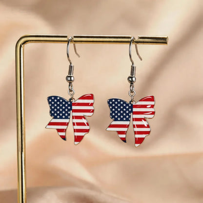4th of July Patriotic Flag Earrings - Red White Blue American Dangle Jewelry Gift for Women