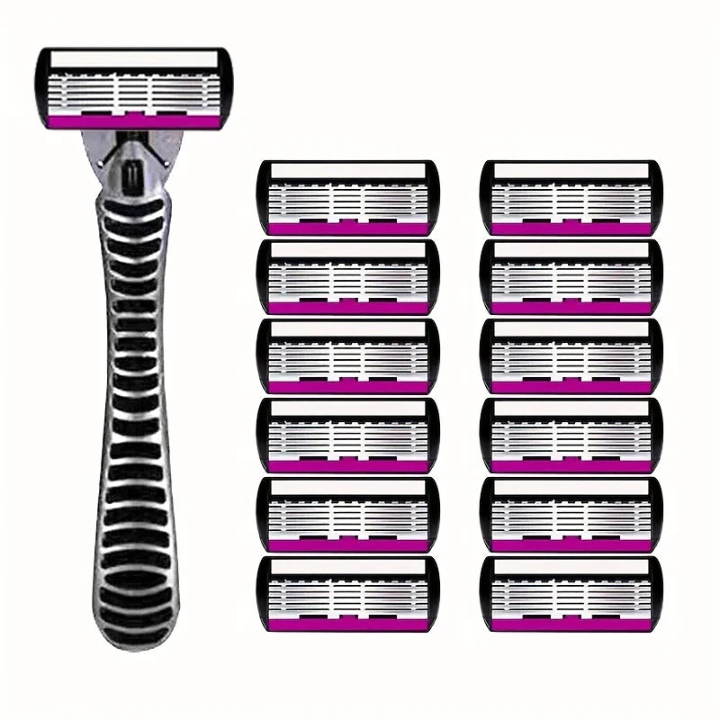 3/6/12PCS Men’s Safety Razor Blades - 6-Layer German Stainless Steel Shaving Cartridges Compatible with Mach Razors