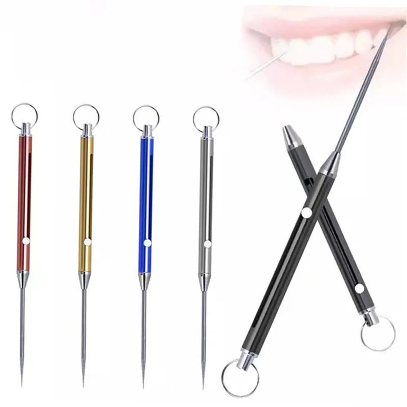 Black Titanium Alloy EDC Telescopic Toothpick Keychain – Camping Fruit Fork & Unpacking Tool Pendant Gift