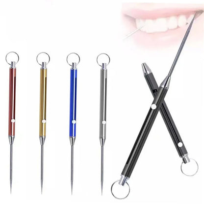 Black Titanium Alloy EDC Telescopic Toothpick Keychain – Camping Fruit Fork & Unpacking Tool Pendant Gift