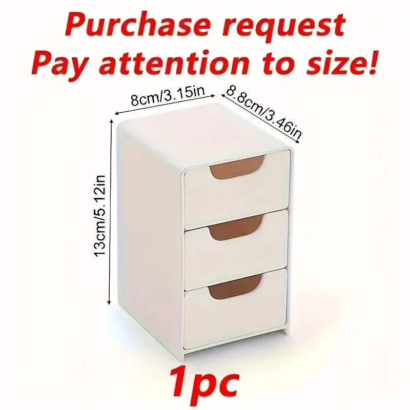 3-Tier Desk Organizer with Drawers – Portable Storage Box for Office Supplies, Jewelry & Cosmetics with Divider Compartments