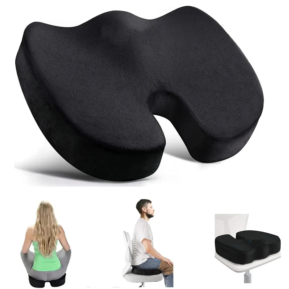 Travel Memory Foam U-Shaped Seat Cushion | Car, Office Chair Cushion Pad for Hip Support & Orthopedic Massage