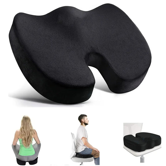 Travel Memory Foam U-Shaped Seat Cushion | Car, Office Chair Cushion Pad for Hip Support & Orthopedic Massage