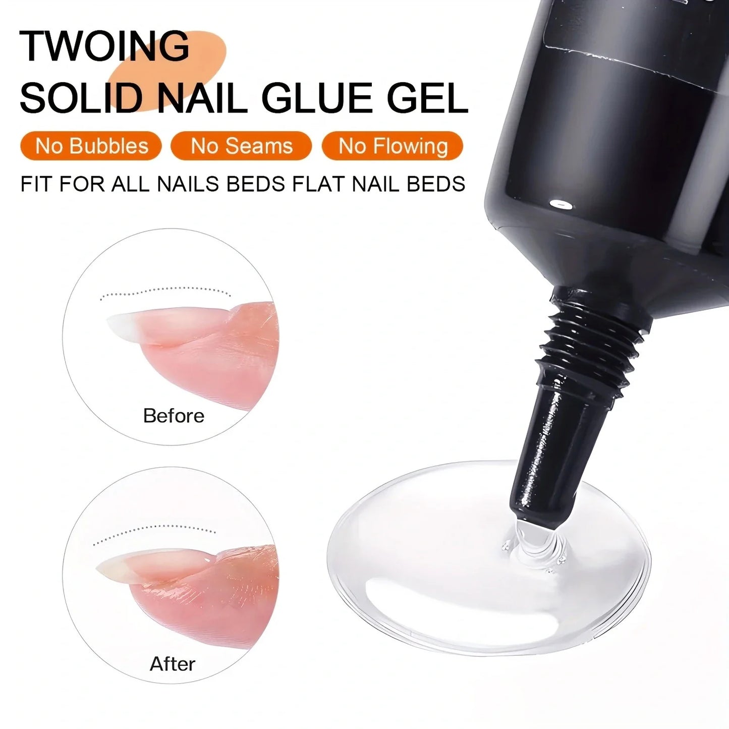 Solid Nail Glue Gel for Press-On Nails – Super Strong Acrylic Nail Gel for Manicure Extensions, Long-Lasting
