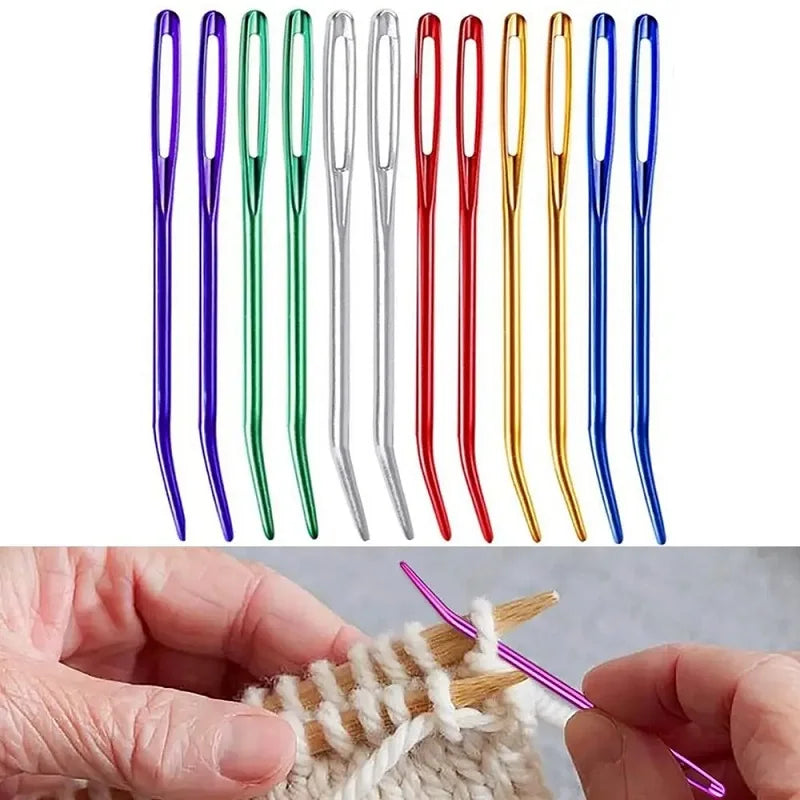 Knitting Yarn Needle Set – Bent Tip Tapestry Needles, Large Eye Blunt Needles for Hand Sewing, Knitting & Crochet