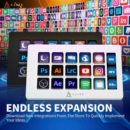 AJAZZ AKP153E Multifunctional Mini Keyboard – 15 Macro Keys Console Panel for Custom Desktop Actions
