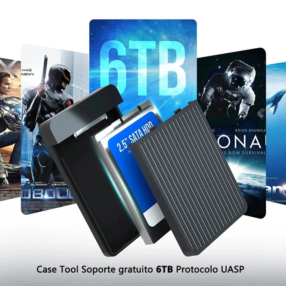 2.5" SATA to USB 3.1/3.0 HDD/SSD Enclosure Case – 6Gbps External Hard Drive Adapter with USB-C Support for Fast Data Transfer