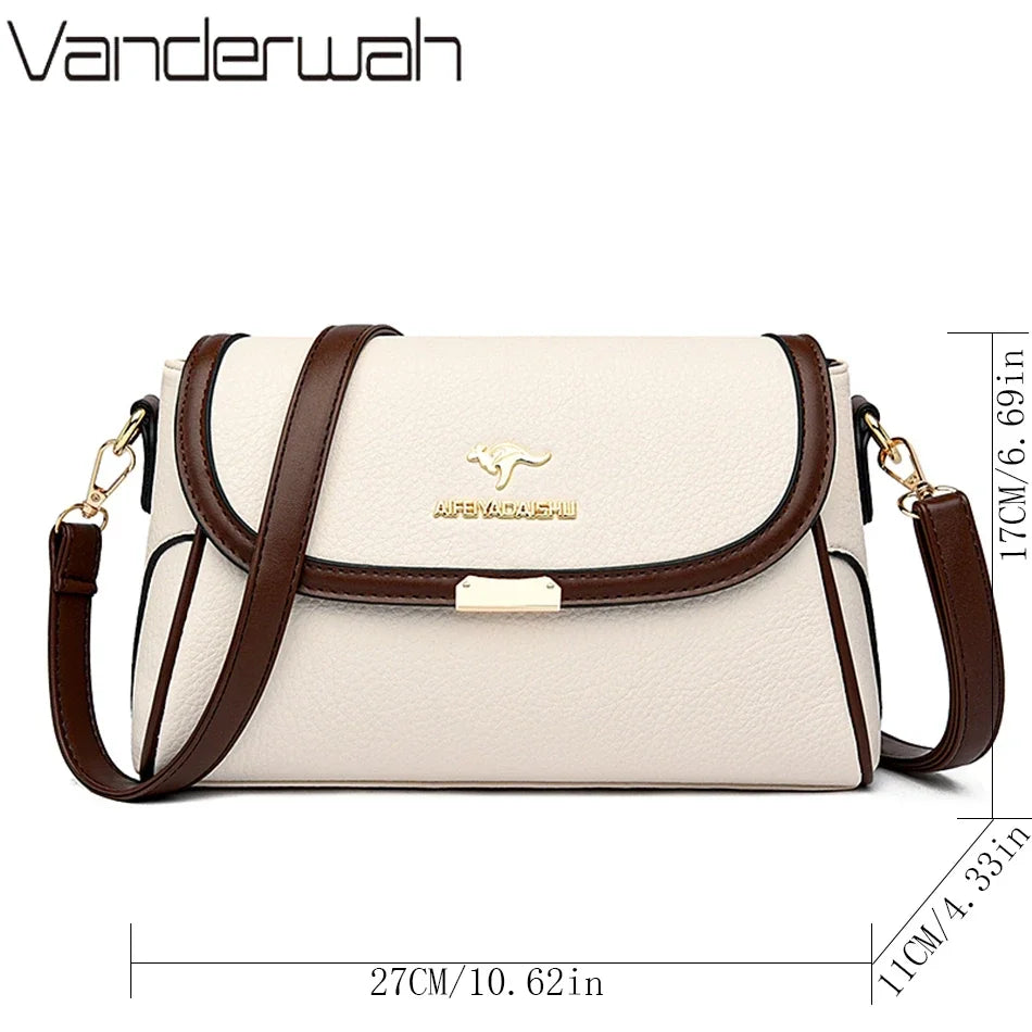2024 Women’s Small Leather Shoulder Bag – High-Quality Solid Color Designer Crossbody Messenger Bag