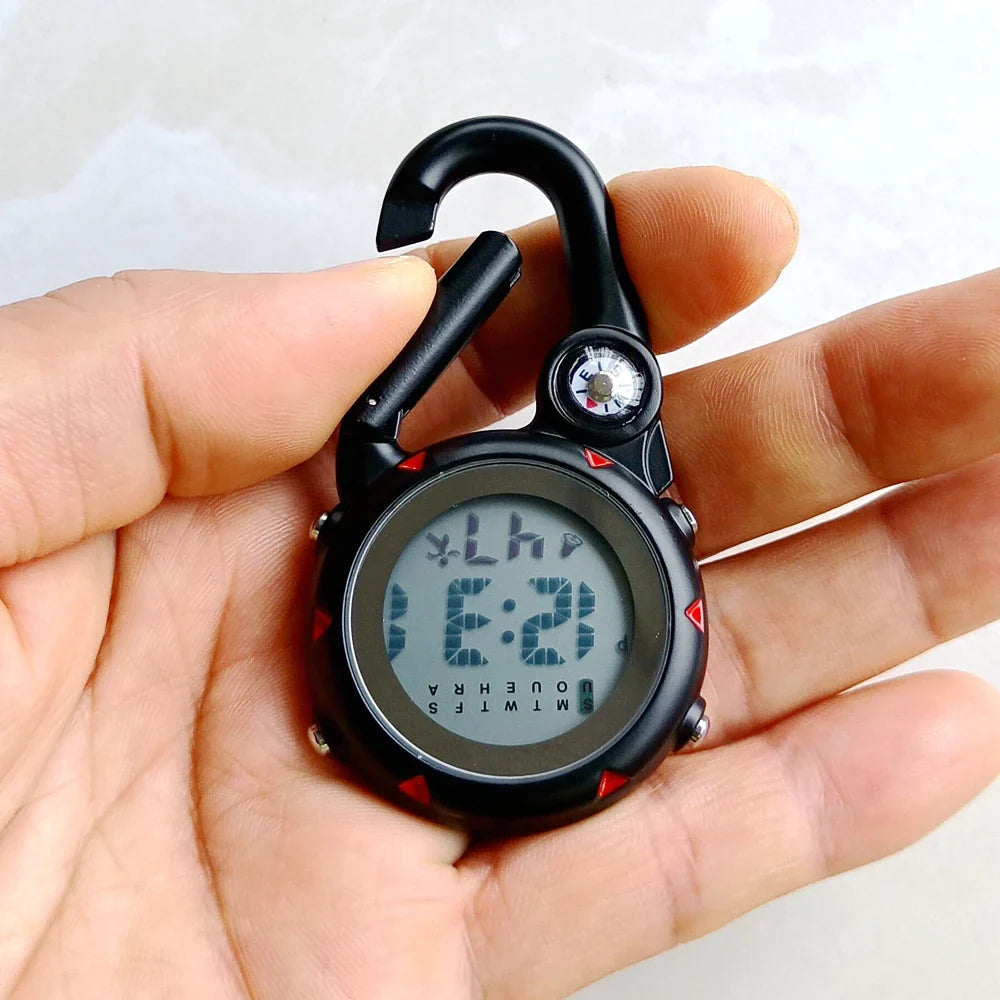 Unisex Nurse & Doctor Carabiner Clip Digital Pocket Watch – Luminous Multi-Function Keychain FOB with Hang Clock