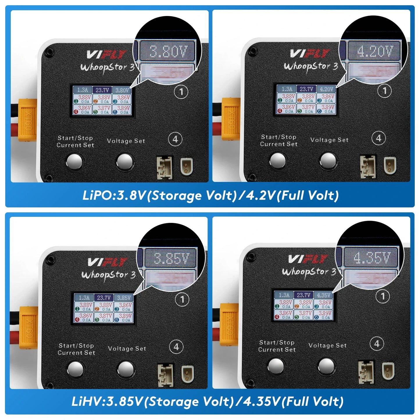VIFLY WhoopStor 3 V3 6-Port 1S Lipo Battery Charger — Discharger & Storage for FPV TinyWhoop 4.2V/4.35V