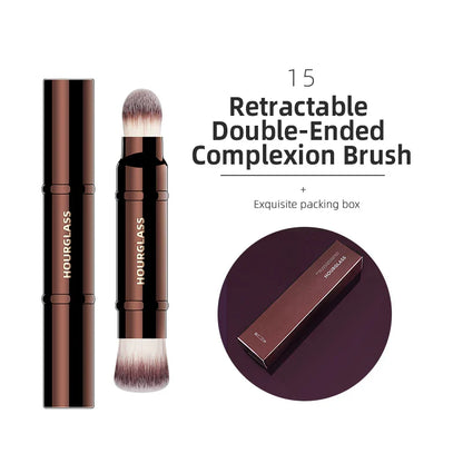 Hourglass Retractable Makeup Brush Set – Professional Eyeshadow, Foundation, Concealer, Powder, Bronzer, Blusher & Eyeliner Brushes