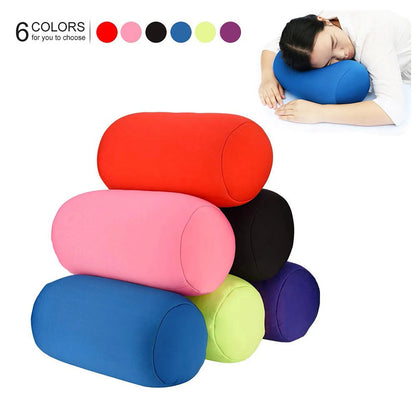 30x16cm Cylindrical Microbead Roll Pillow — Mini Back & Neck Cushion for Travel, Bed, and Home Decor