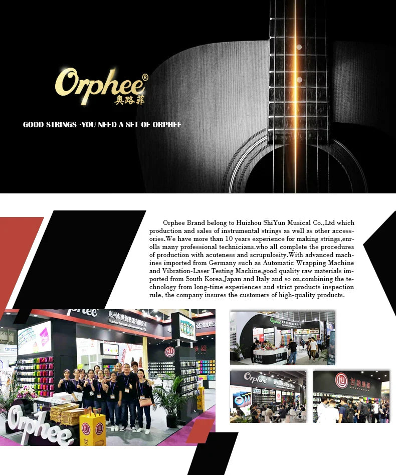 Orphee Acoustic Guitar Strings – 6Pcs/Set, Hexagonal Core, Full Bright Tone, TX620/TX630/TX640, Folk Guitar Accessories