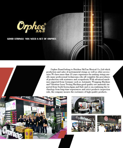 Orphee Acoustic Guitar Strings – 6Pcs/Set, Hexagonal Core, Full Bright Tone, TX620/TX630/TX640, Folk Guitar Accessories