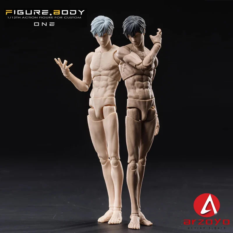 VTOYS X BMS 1/12 Male Muscle Action Figure — 16.5cm Super Flexible Joint Articulated Doll Model White & Yellow