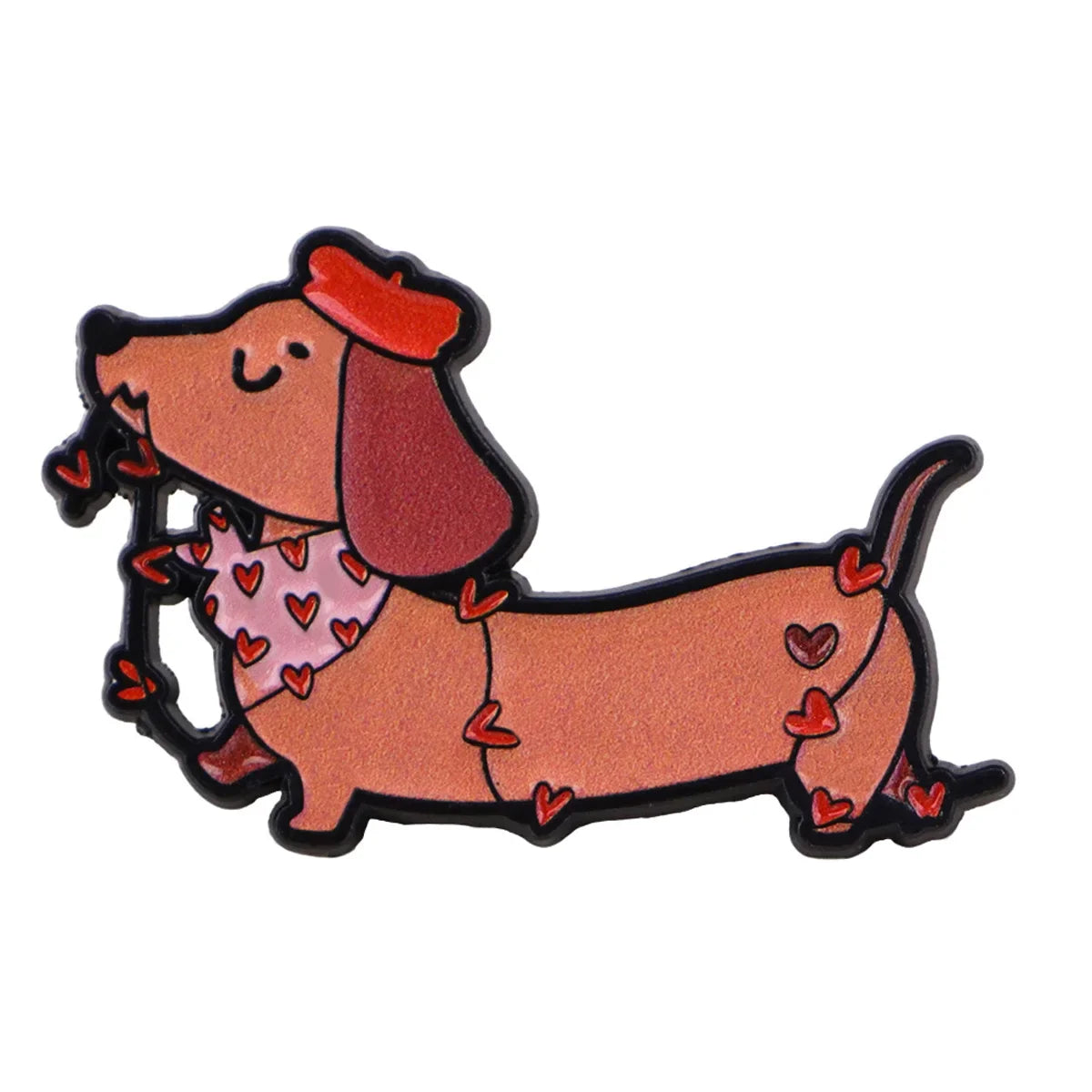 Cute Dachshund Enamel Pin – Cartoon Dog Brooch Lapel Badge for Backpack, Clothing & Gifts