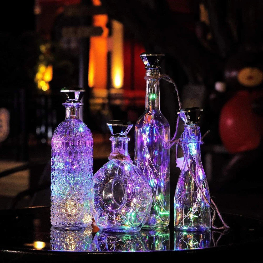 Updated Solar Wine Bottle Lights – 2M 20 LED Copper Wire Fairy String Lights for Xmas, Wedding & Party Decor, 4/8/10 Pack