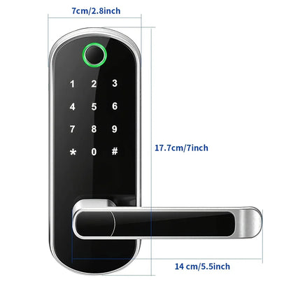 Smart Fingerprint Door Lock – Keyless WIFI Digital Touchscreen, App Remote Control, NFC, IP67 Waterproof, Includes 2 IC Cards