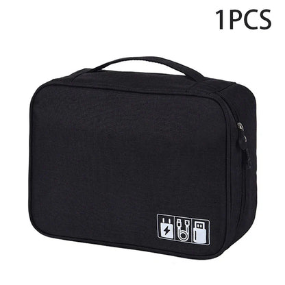 Portable Waterproof Travel Cable Storage Bag – Digital Organizer for USB Cables, Chargers & Plugs