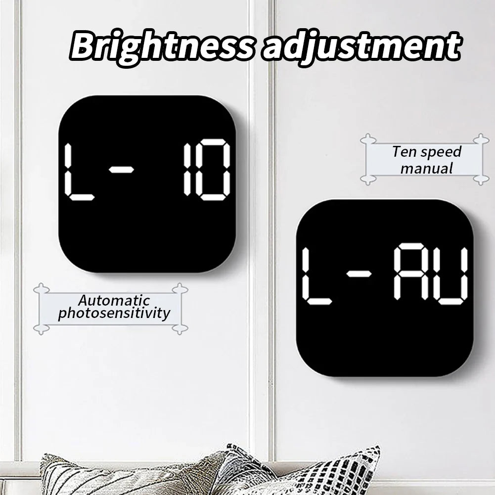 LED Wall Clock with Remote Control: Temperature Calendar Clock for Living Room Bedroom - Plastic Multifunctional Design