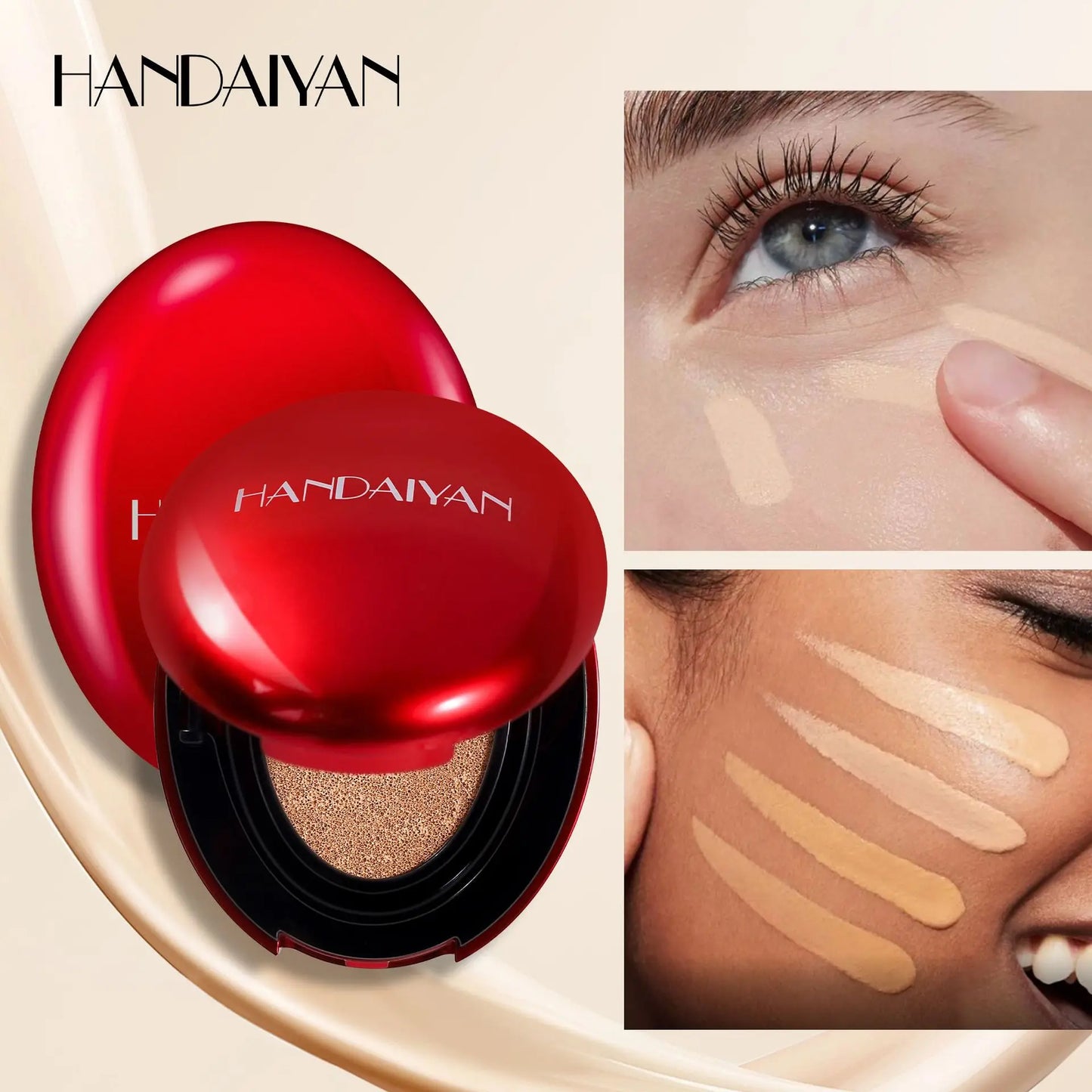 BB Cream Air Cushion Foundation - Full Coverage, Waterproof & Long-Lasting Brightening Makeup for Women - Korean Cosmetics