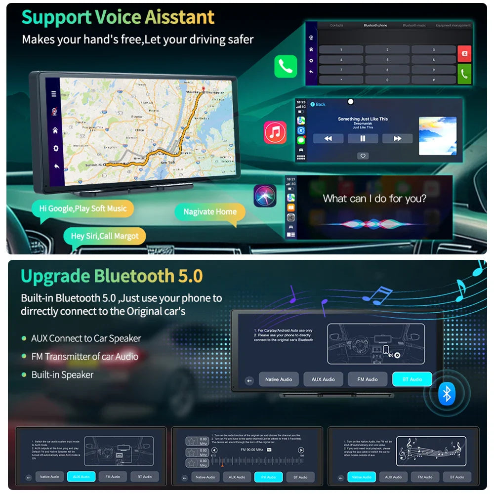 11.3" Imagebon H50 Dash Cam 4K - ADAS, Wireless CarPlay & Android Auto, 3-Channel Recording, Time Lapse & 24H Park Monitor