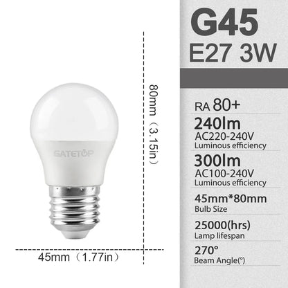 E27 LED Light Bulbs - 3W to 24W A60 G45 Energy Saving AC 110V 220V Home Lamps