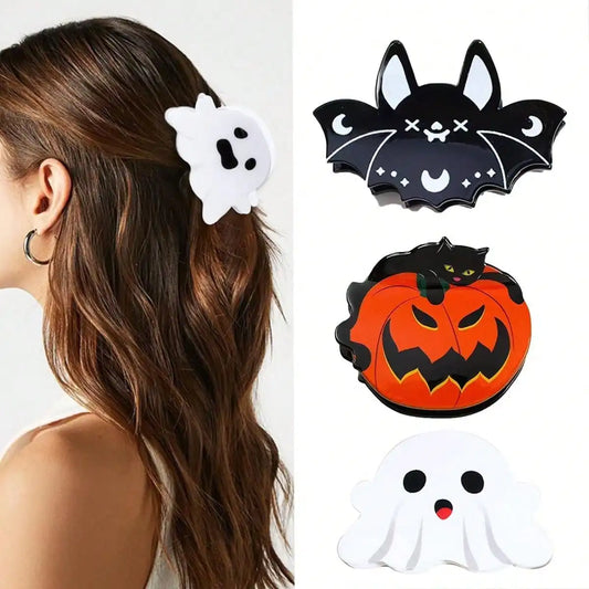 Halloween Party Hair Clip | Ghost, Bat & Pumpkin Hair Clip for Thin Hair, 1pc
