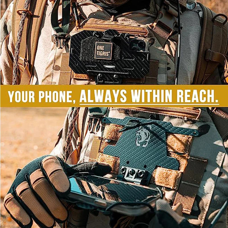 ONETIGRIS Tactical Chest Bag with Military Mobile Phone Rack - Molle Panel for Outdoor Gear, Map Case & Foldable iPhone Navigation Board