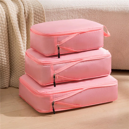 3pcs Travel Packing Bag Set | Compressible Waterproof Nylon Organizer for Suitcase, Luggage, Portable